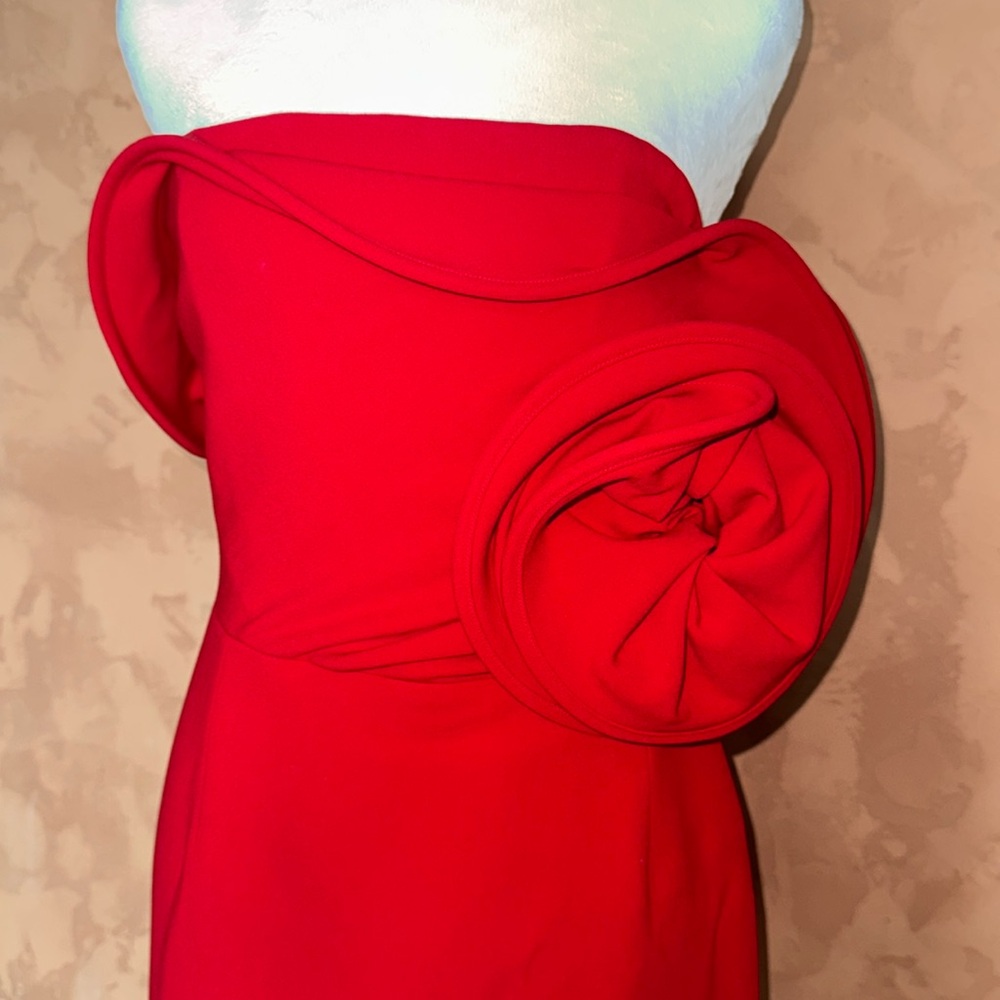 Magda Butrym - Elegant Red Dress with Floral Detail